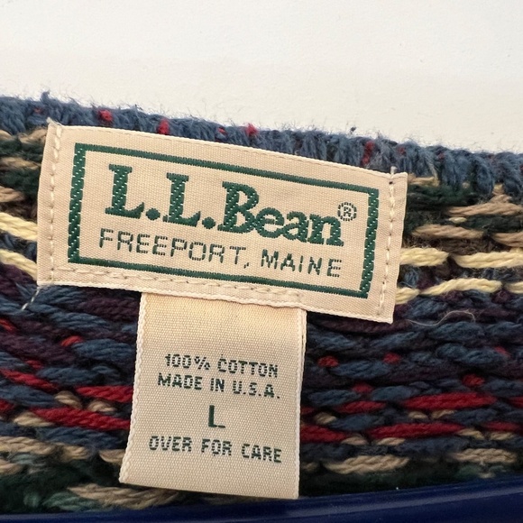 Vintage L.L. Bean Sweater Womens Large Nordic Fair Isle Cardigan Made In USA 90s - Picture 3 of 10